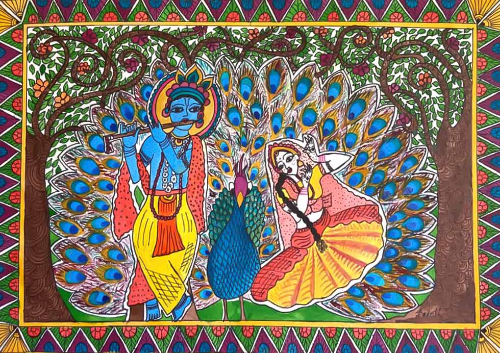 Exploring the elegance of radha krishna in madhubani paintings Cottage9 blog image2