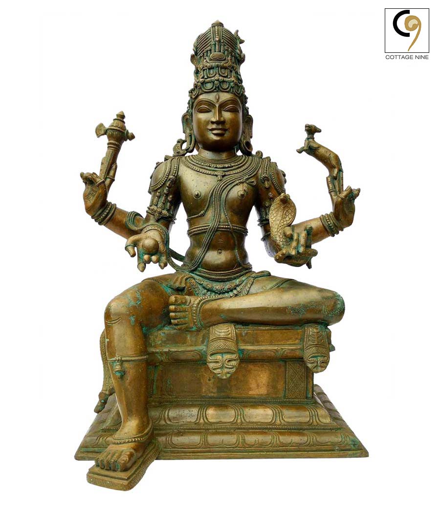 Bronze Statue of Lord Shiva as Vishapaharana for Sale at Cottage9.