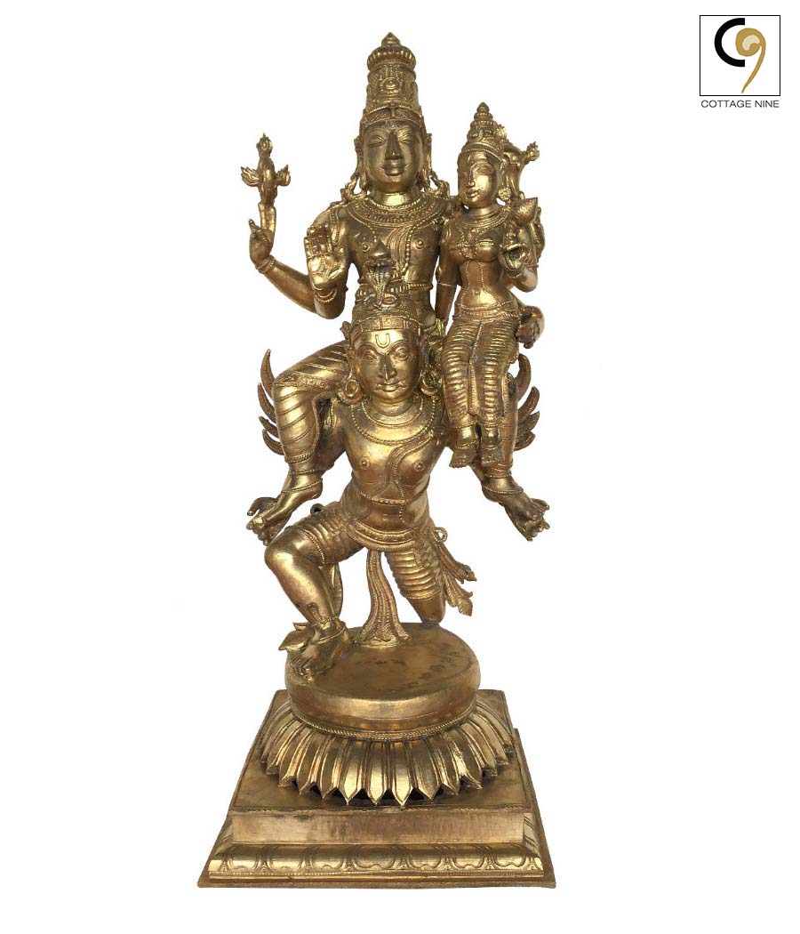 Garuda Vahana Vishnu And Lakshmi Brass Idol Buy Online At Cottage9