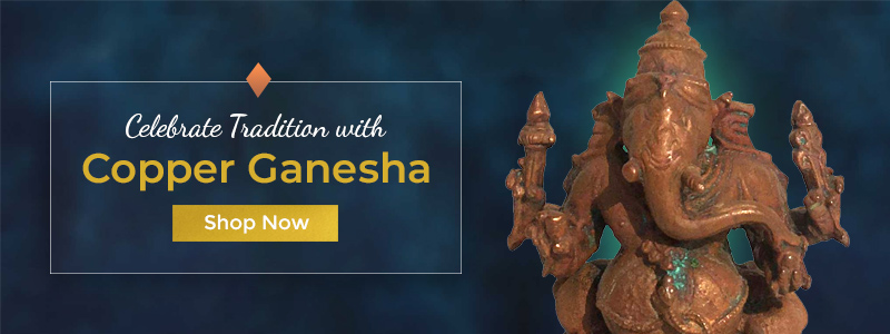 Antique copper ganesha figurine