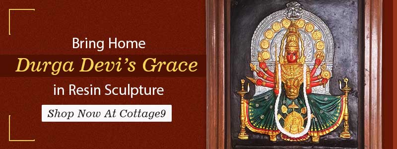 Rare old wooden panel of durga devi sculpture in resin art of kerala