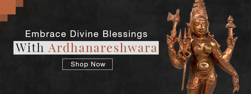Shiva parvati small copper idol as ardhanareshwara