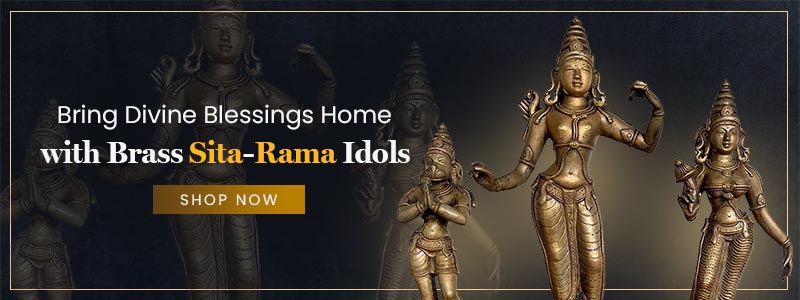 old southindian set of brass idols of sita rama with hanuman