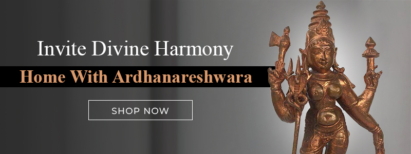 Shiva parvati small copper idol as ardhanareshwara