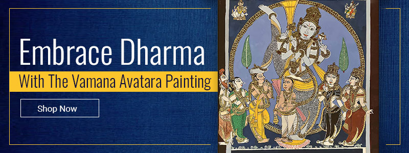 Traditional mysore painting of vamana avatara of vishnu