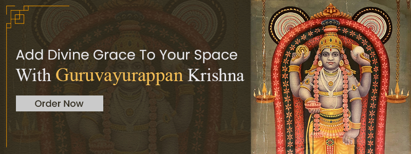 Original vintage oleograph of guruvayurappan krishna