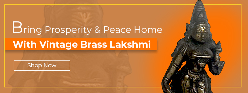 A vintage brass figurine of lakshmi devi or sri devi