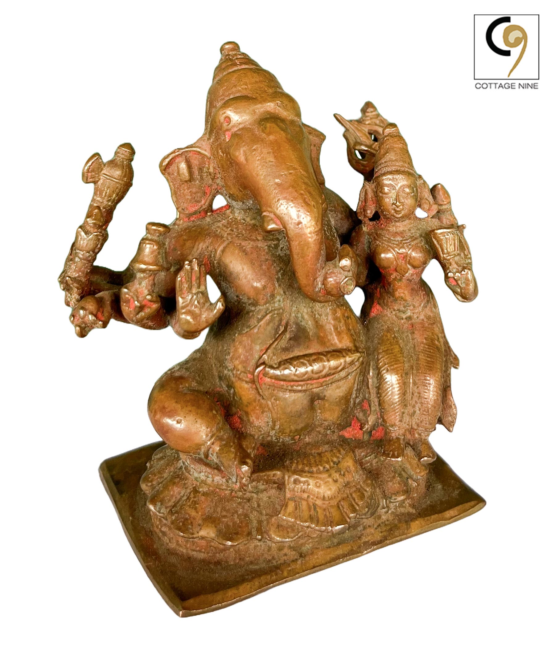 C028 古い銅 置物 Buy An Old Copper 10-Armed Ganesha Idol Online | Cottage9
