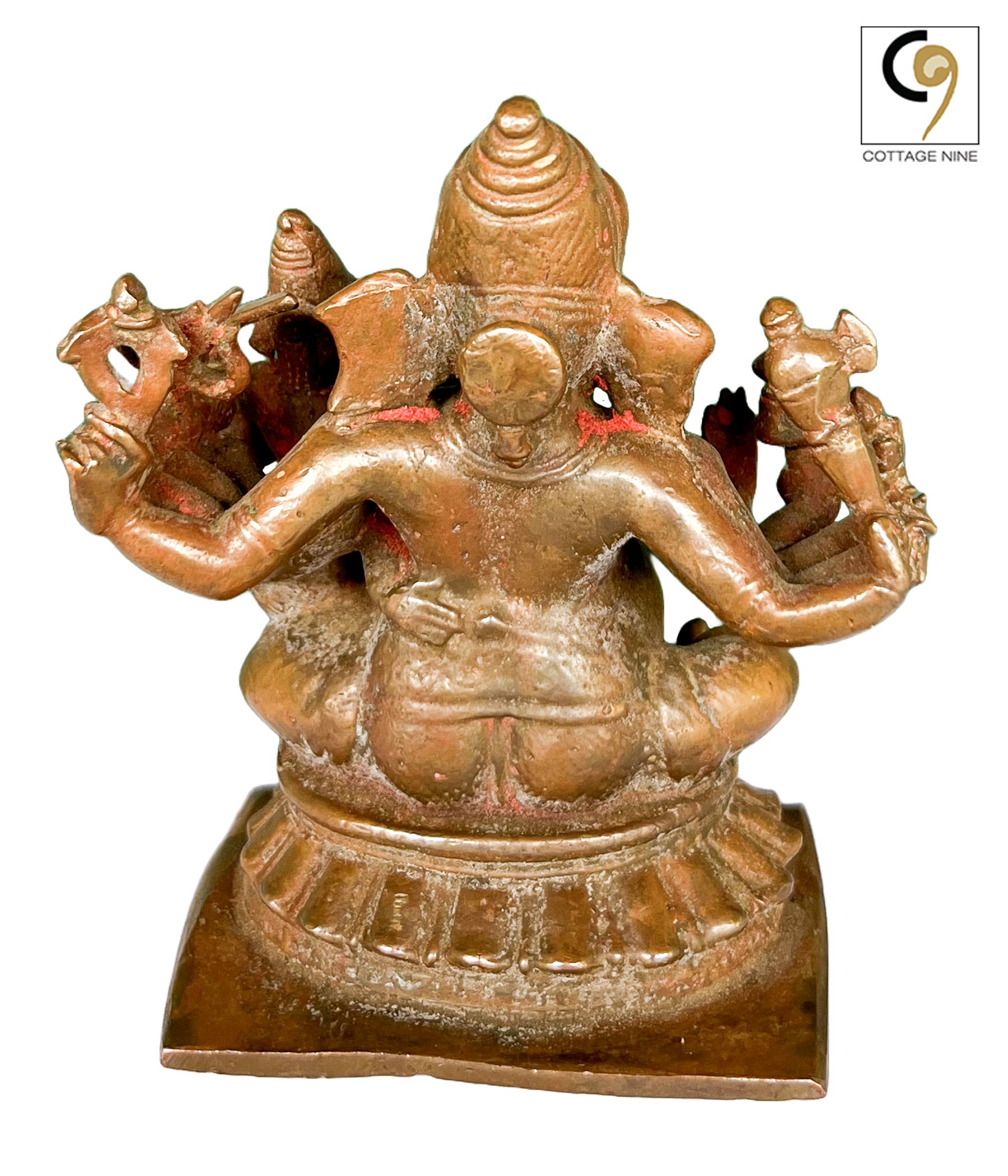 C028 古い銅 置物 Buy An Old Copper 10-Armed Ganesha Idol Online | Cottage9
