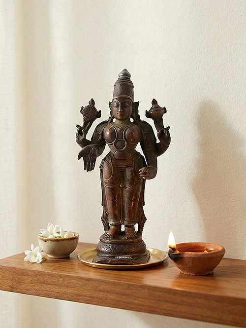 Vintage Bronze Figurine of Tirupati Balaji Vishnu