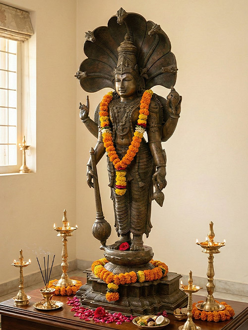 Vishnu – Satyanarayana Rare Bronze Sculpture