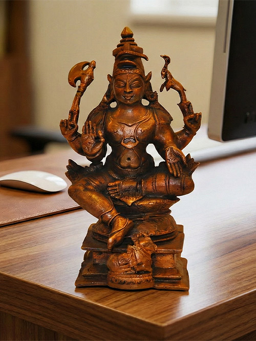 Copper Idol Of Shiva Seated In Sukhasana