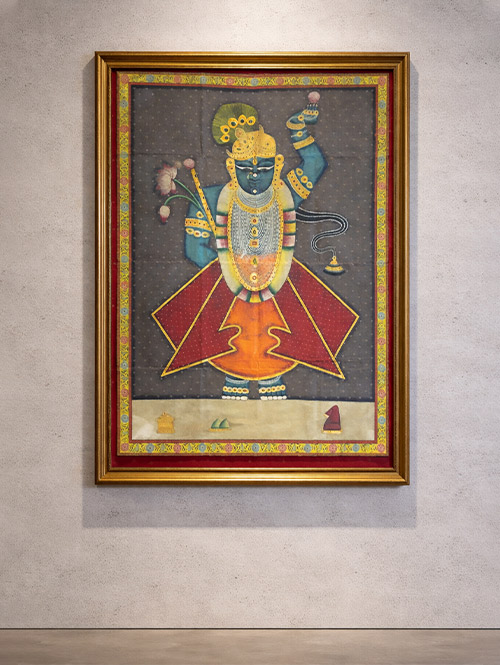 Shrinathji of Nathdwara in Antique Style Pichhwai Painting