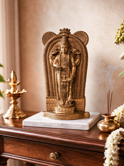 An Old Brass Idol Of Guruvayurappan Krishna