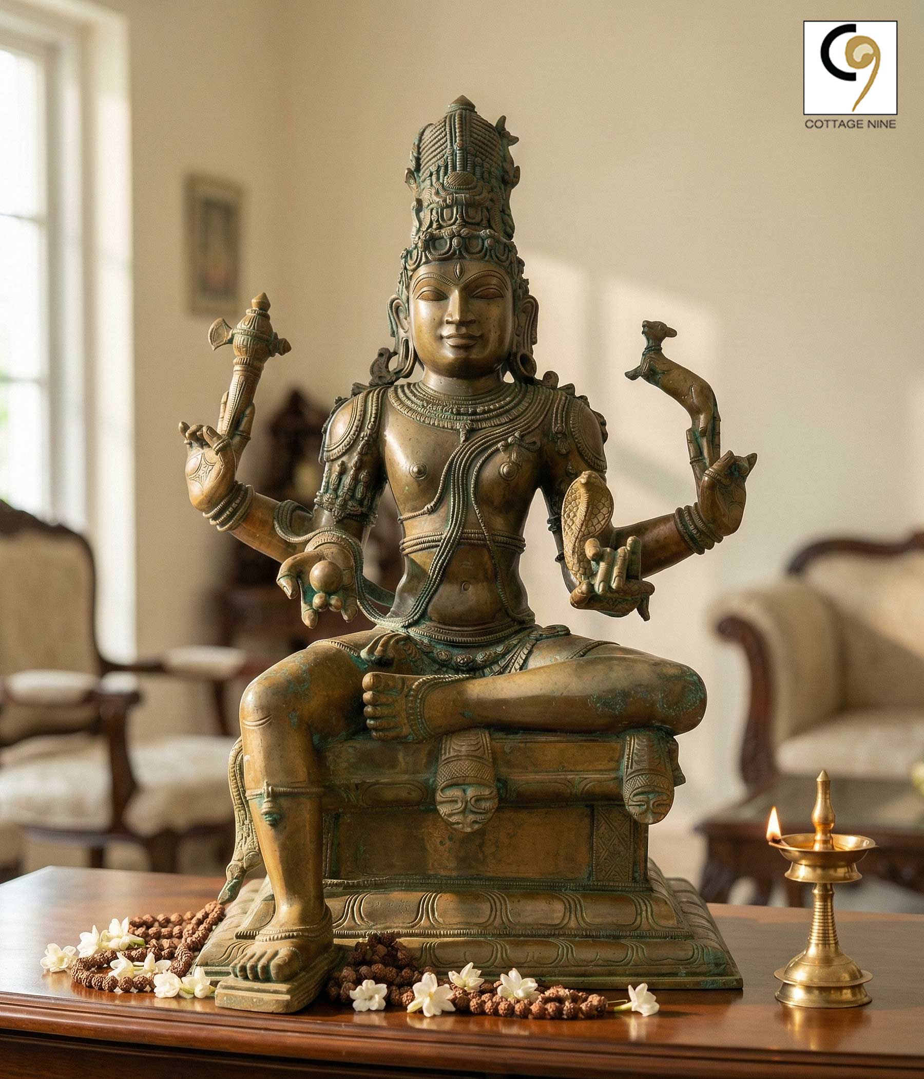 Bronze Statue of Lord Shiva as Vishapaharana for Sale at Cottage9. Bronze Statue of Lord Shiva as Vishapaharana for Sale at Cottage9.