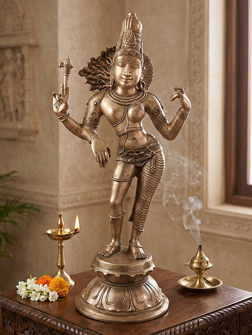 Beautiful Chola Bronze Idol of Shiva Ardhanareshwar
