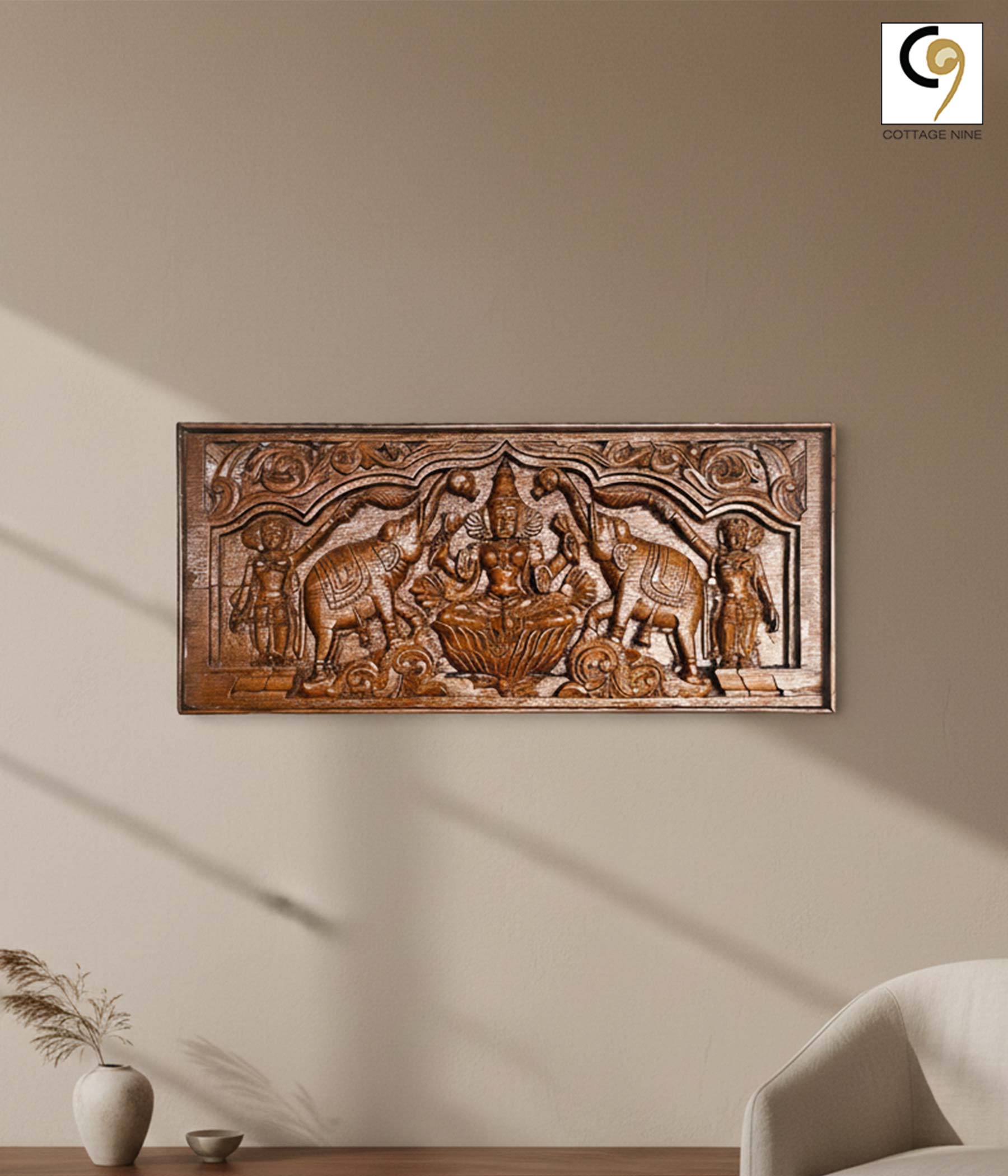 Buy Old Gajalakshmi Wood Panel from Kerala | Cottage9