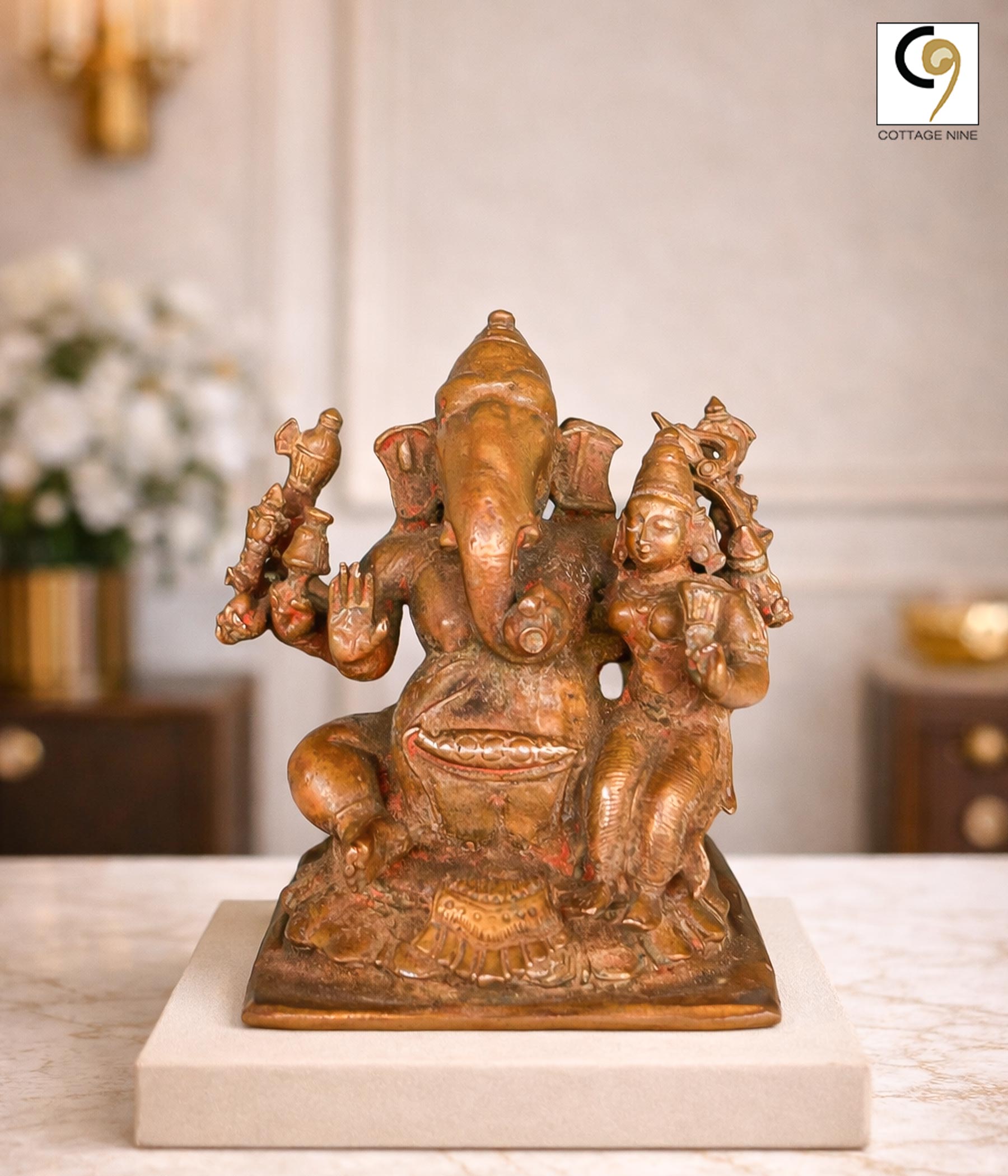 Buy An Old Copper 10-Armed Ganesha Idol Online | Cottage9