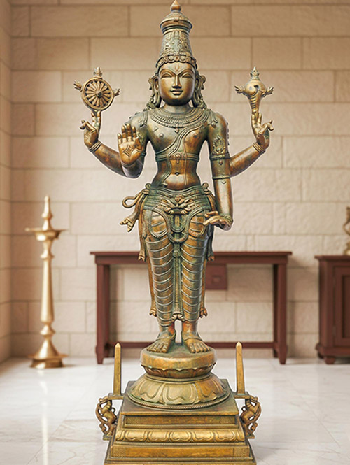 Standing Vishnu Bronze Sculpture