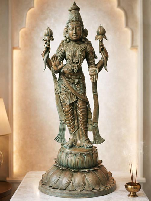 Large Bronze Idol of Lakshmi Devi