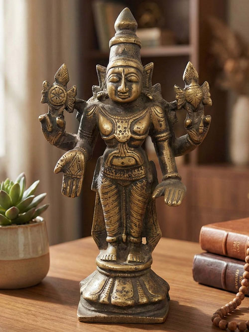 Brass Vishnu Srinivasa Statue