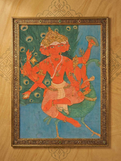 Print of Painting of 12-armed Kartikeya by S Rajam