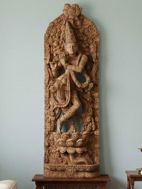 Krishna Venugopala Masterpiece Large Wood Carving