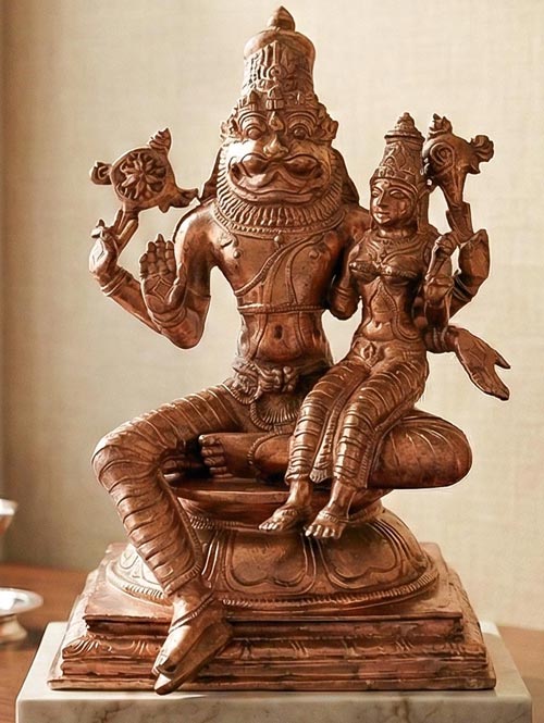 Small Lakshmi Narasimha Brass Idol