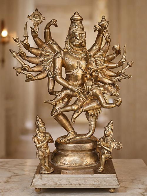 Magnificent South Indian Bronze Idol of Vishnu as Narasimha