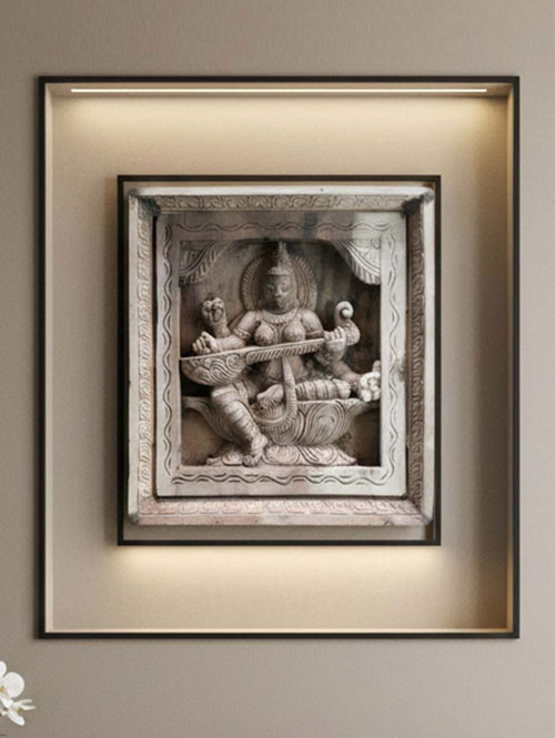 Small Wood Carving Of Saraswati
