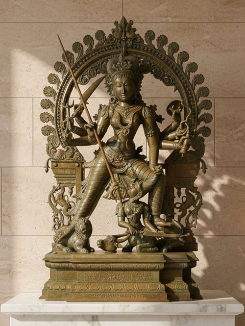 Devi Mahishasura Mardini Bronze Masterpiece Statue