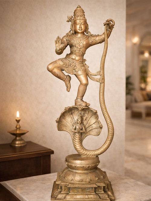 Chola Style Kaliya Nartana Krishna Statue