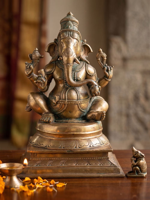 Beautiful Bronze Idol of Ganesha as Ekakshara Statue