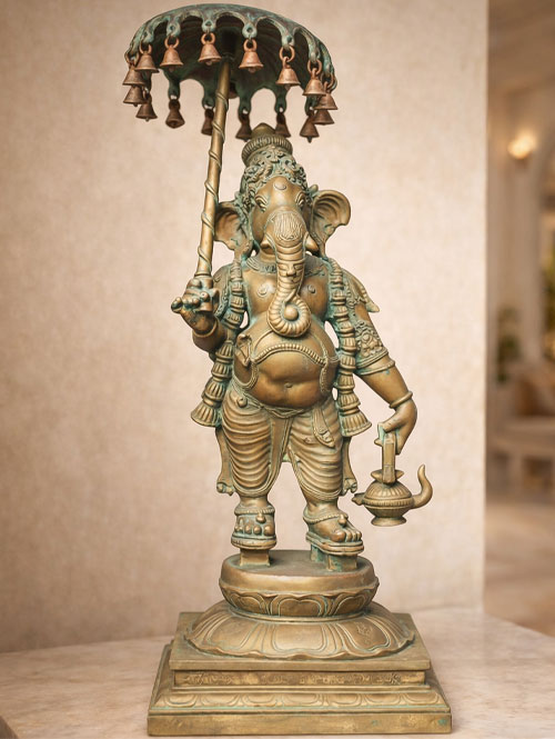 Traditional Chola Bronze Statue of Mappillai Ganesha