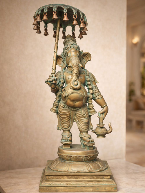 Traditional Chola Bronze Statue of Mappillai Ganesha