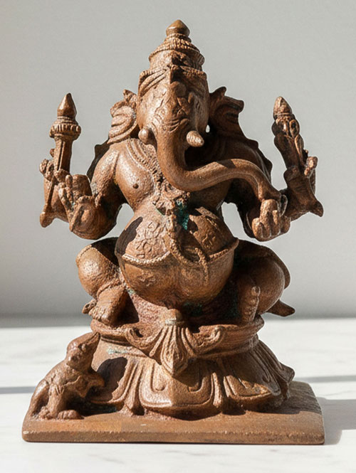 Antique Copper Ganesha Figurine