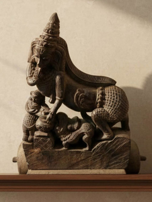 75 Year Old Butter-thief Krishna Wood Statue