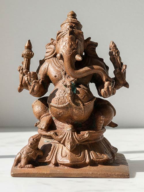 Antique Copper Ganesha Figurine
