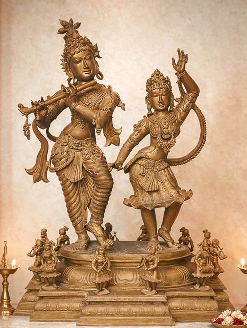 Radha-Krishna Maharaas Bronze Statue