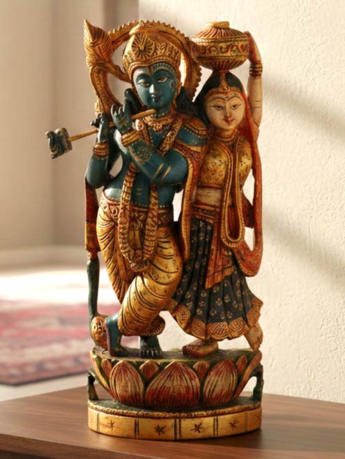 Wooden Statue of Radha-Krishna