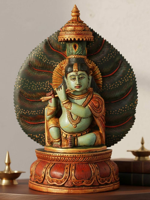 Wooden Statue of Krishna