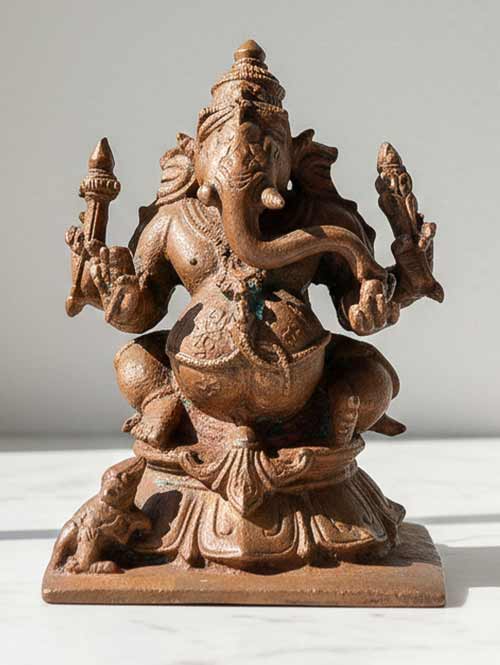 Antique Copper Ganesha Figurine