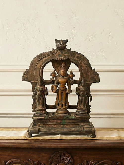 Vintage Bronze Set of Vishnu with Sridevi and Bhudevi