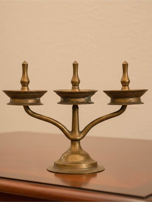 Miniature Three-in-one Brass Lamp from Kerala