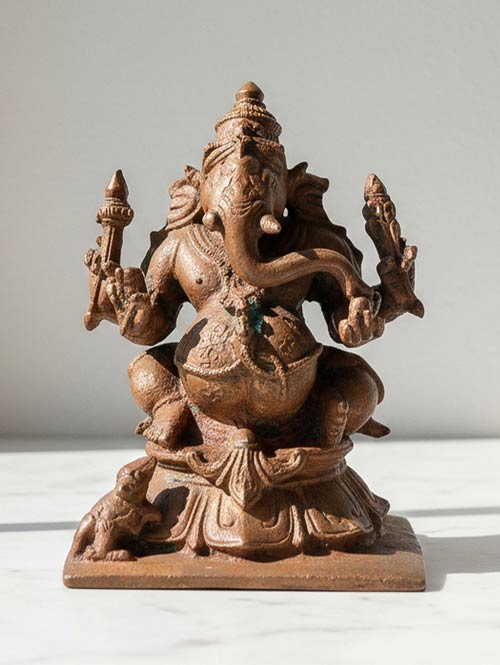 Antique Copper Ganesha Figurine